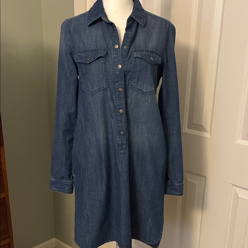 White House Black Market Blue Denim Shirt Dress